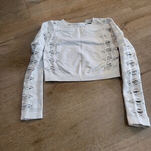 Urban Outfitters Out from Under White Cropped Distressed Shirt M/L